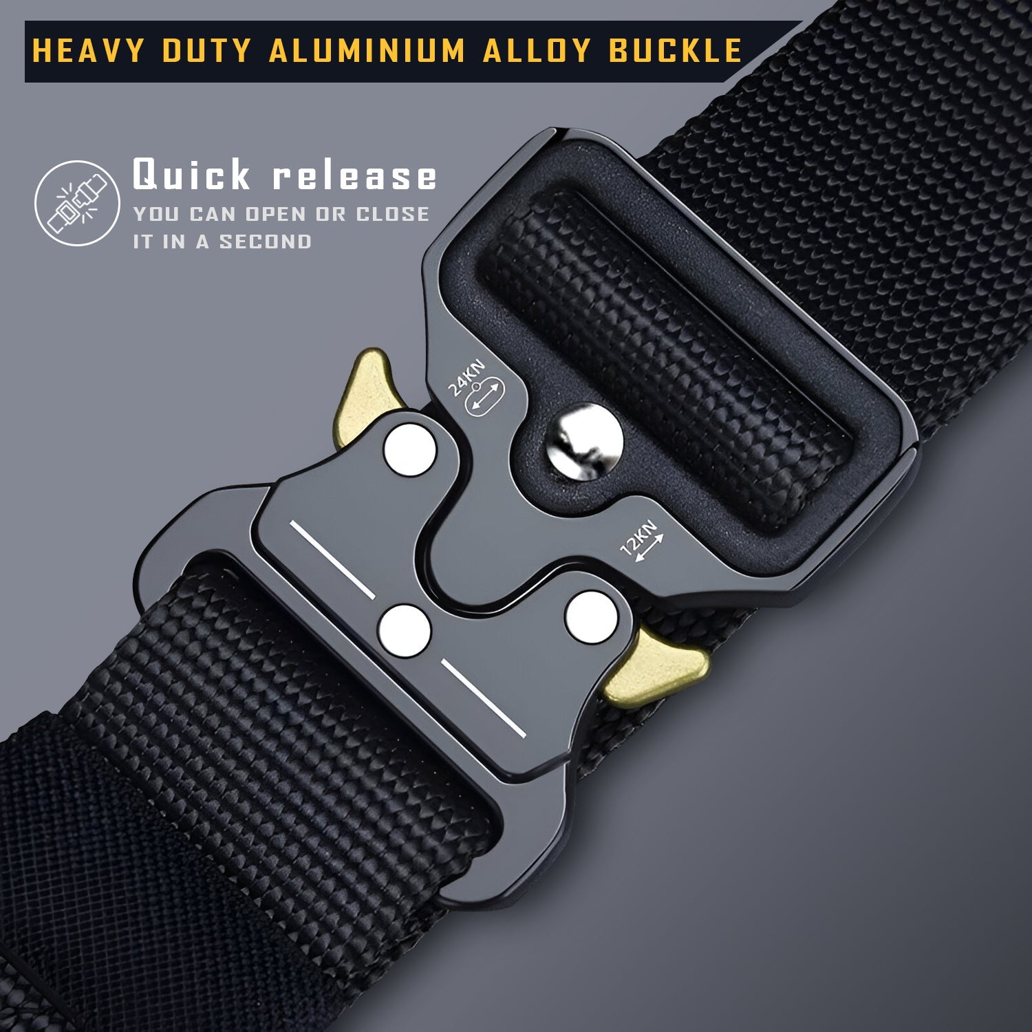 Men's Durable Fabric Trim Belt with Adjustable Automatic Sliding Buckle Fit