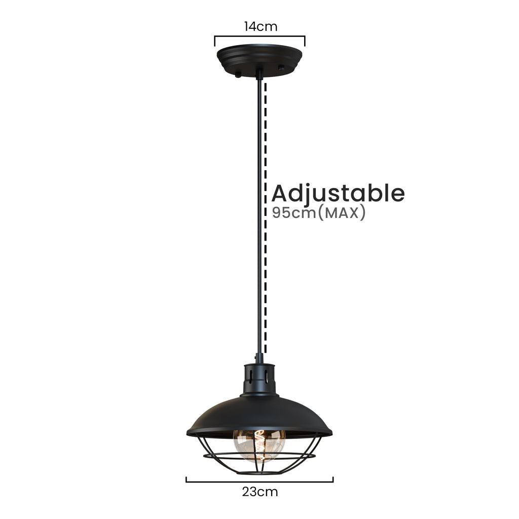 Vintage Nautical Industrial Metal Ceiling Pendant Light with Wire Cage Design