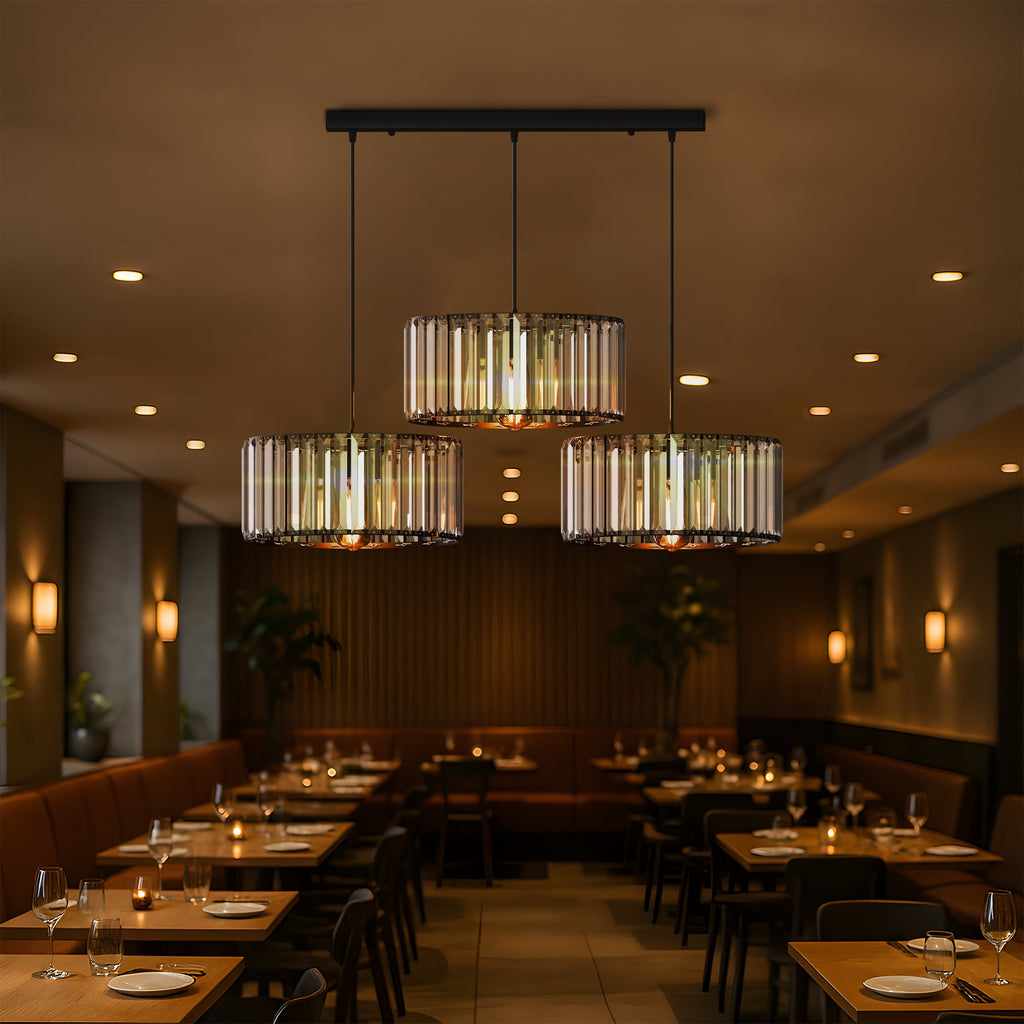 Modern Adjustable 3-Light Crystal Shade Pendant Chandelier~6125