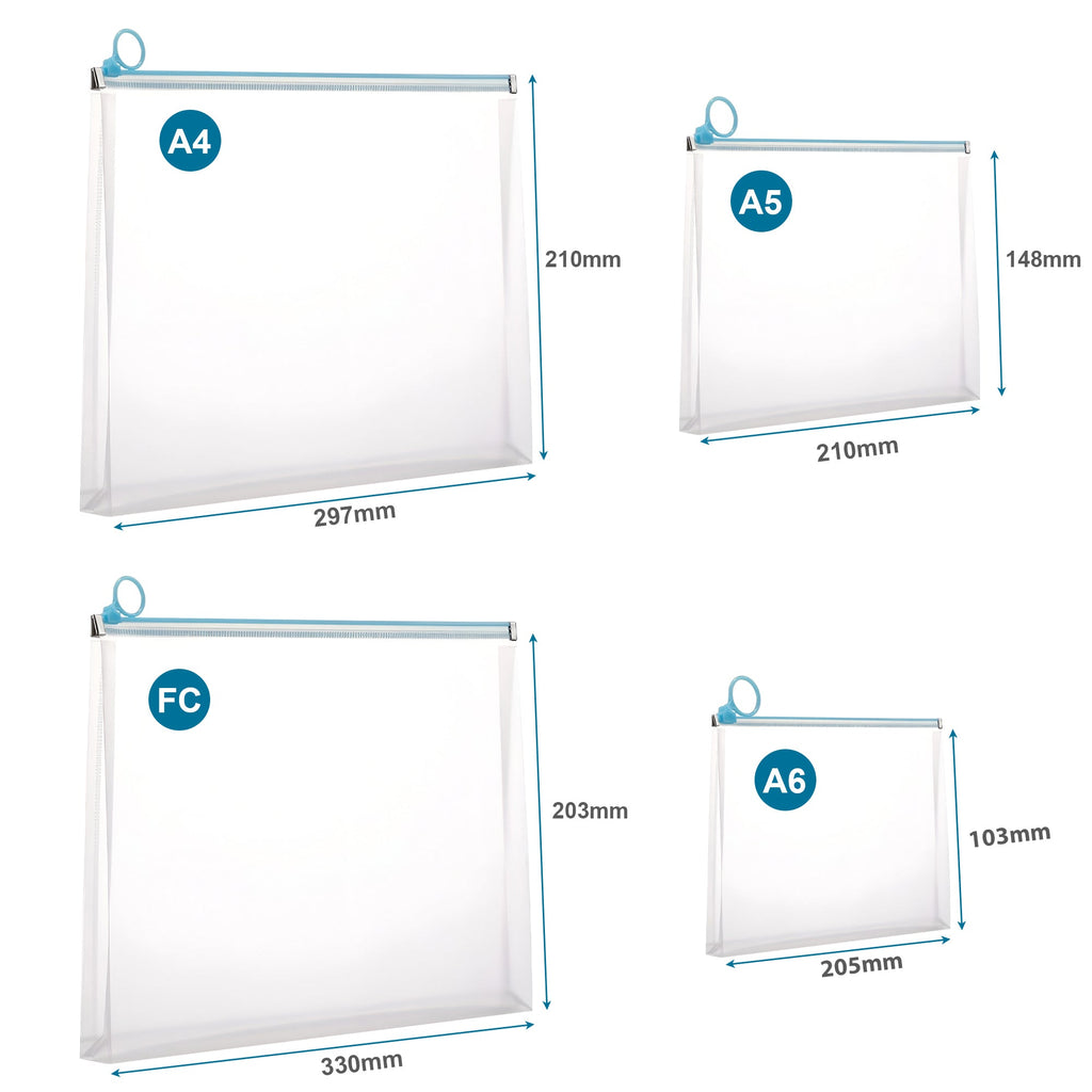 Durable Plastic Zippered Document Storage Bag - Waterproof, Portable, Multi-Size Folder Pouch
