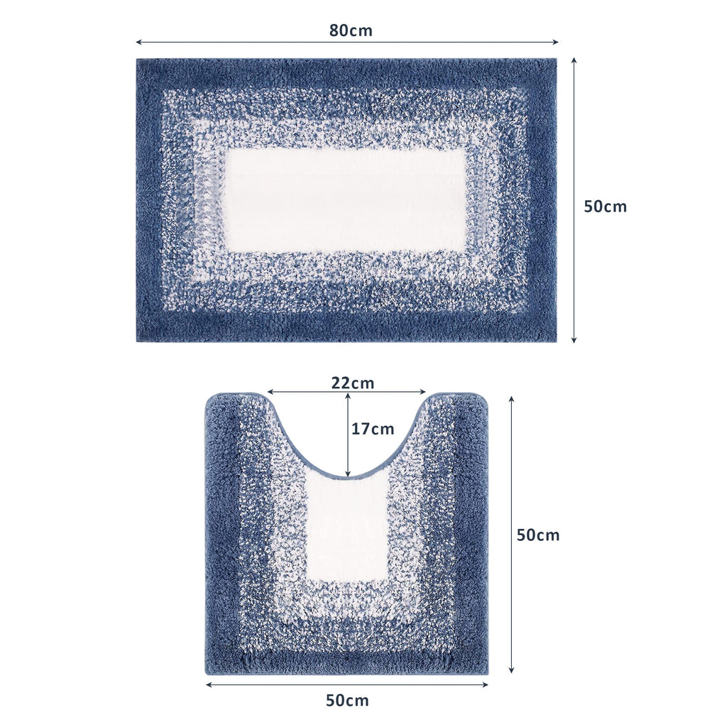 Soft Non-Slip 2-Piece Microfiber Bath and Pedestal Mat Set