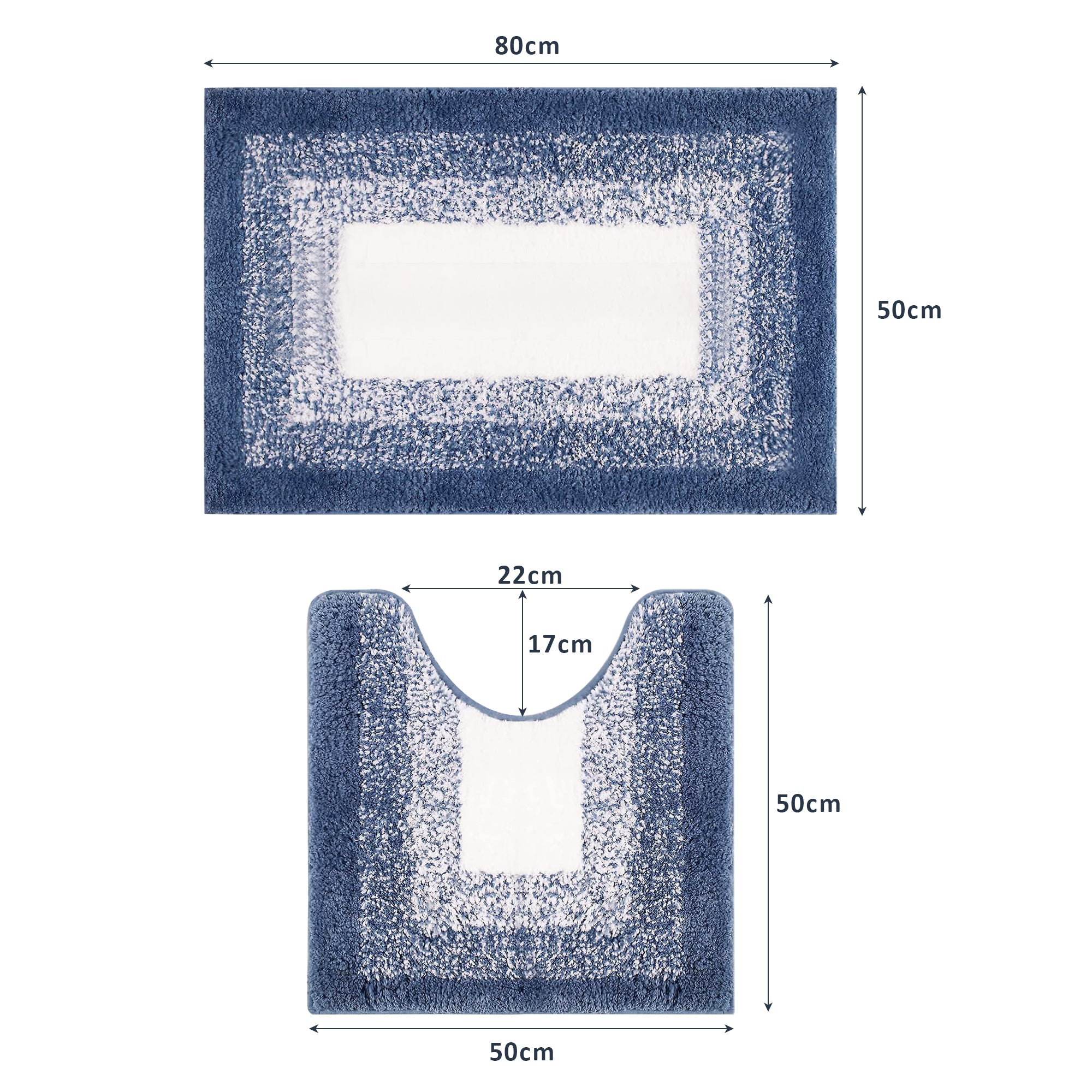 Soft Non-Slip Water Absorbent 2-Piece Bath and Pedestal Mat Set