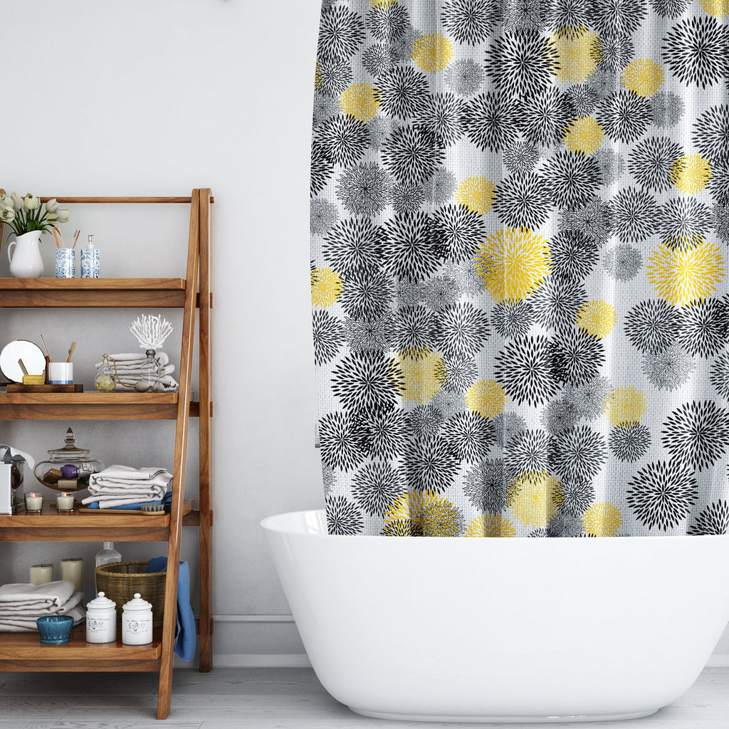 Vibrant Floral Print EVA Waterproof Shower Curtain for Bathtub Bathroom Decor