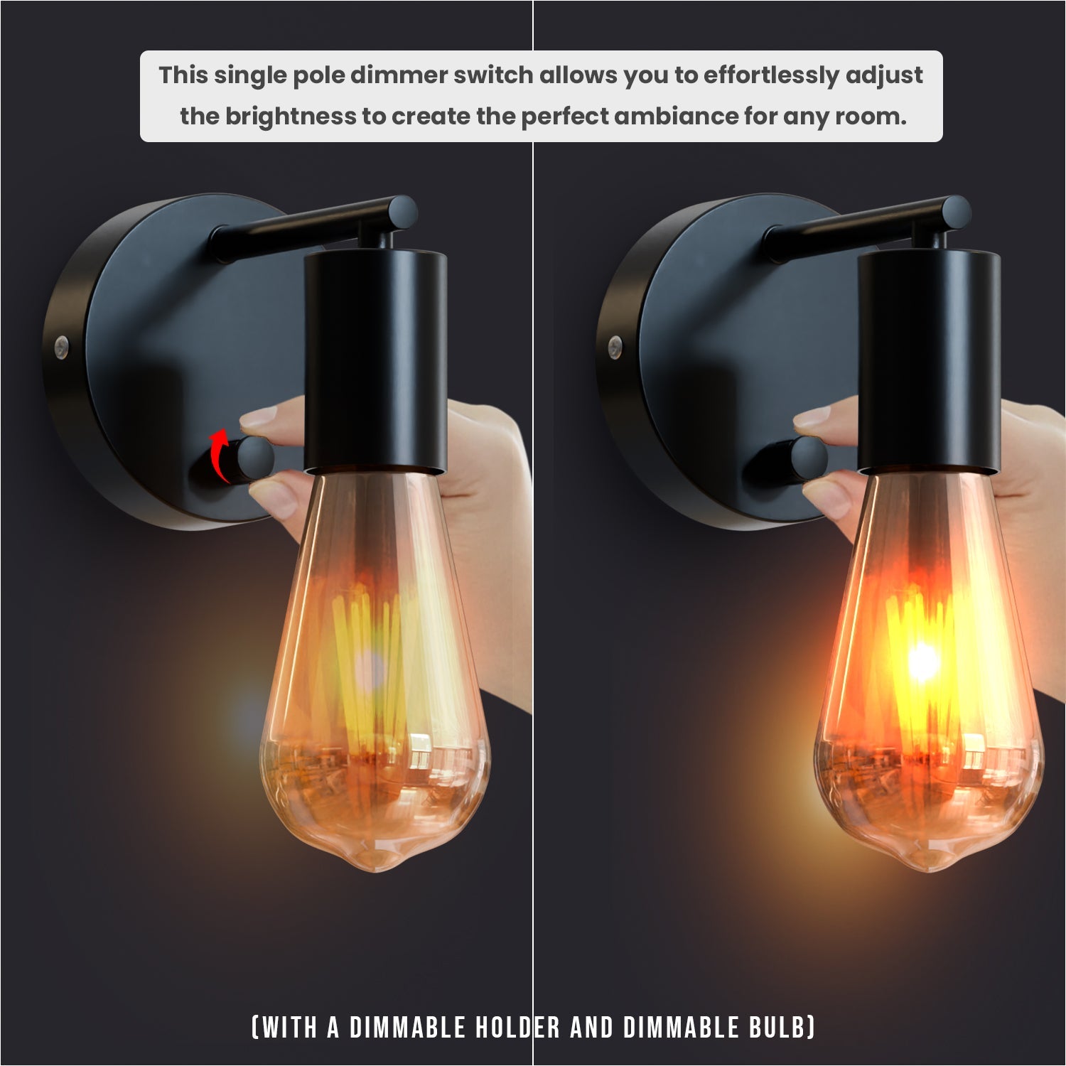 Adjustable Rotary Dimmer Switch Knob for Lamps & Smart Home Lighting Control