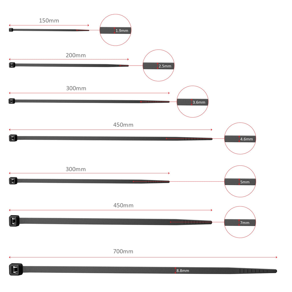 Durable Black Nylon Self-Locking Cable Ties for Heavy-Duty Wire Organization (100 Pack)