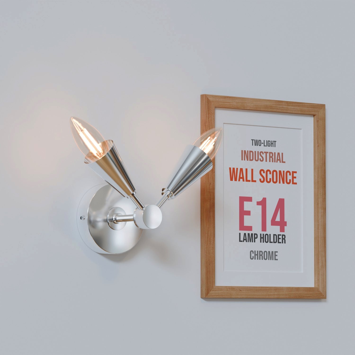 Modern LED Cone Wall Sconce Light Fixture with Adjustable E14 Lamp for Decor