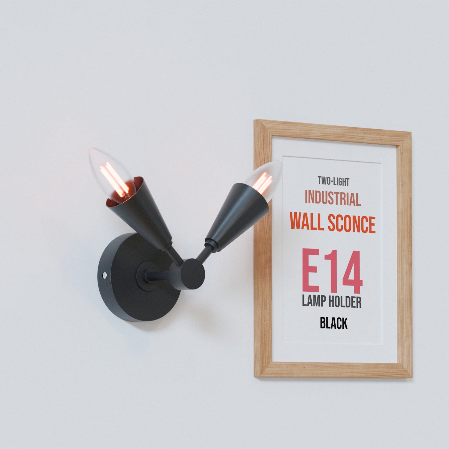 Modern LED Cone Wall Sconce Light Fixture with Adjustable E14 Lamp for Decor