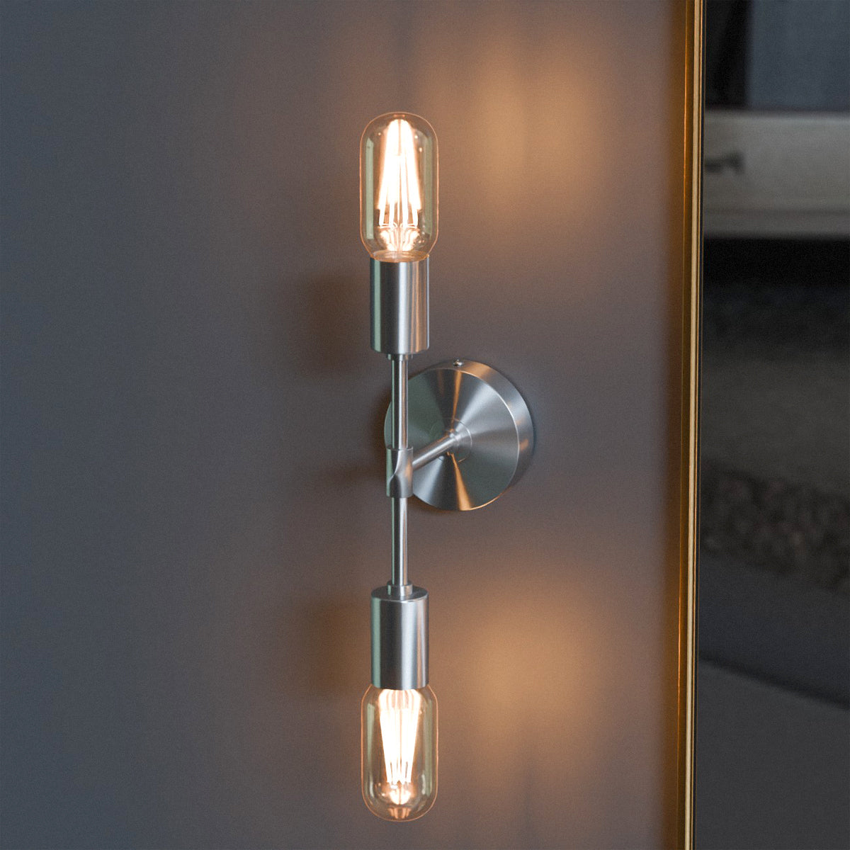 Modern Industrial Dual Bulb E27 Wall/Ceiling Light Fixture, Metal Finish