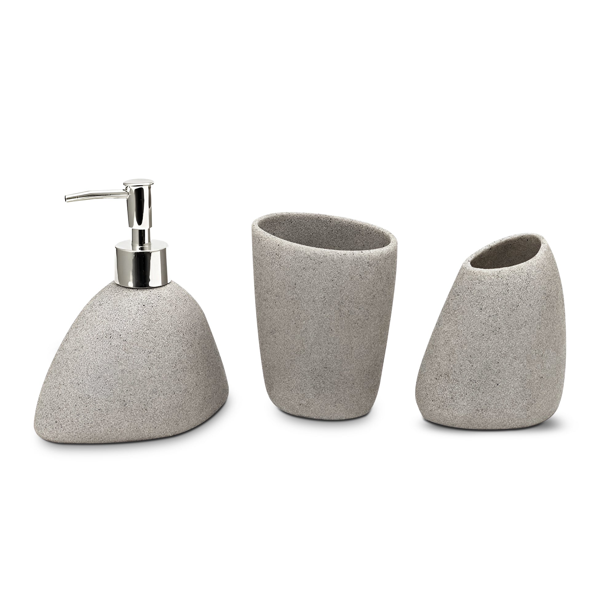 Elegant 3-Piece Stone Effect Resin Bathroom Accessory Set - Modern & Durable