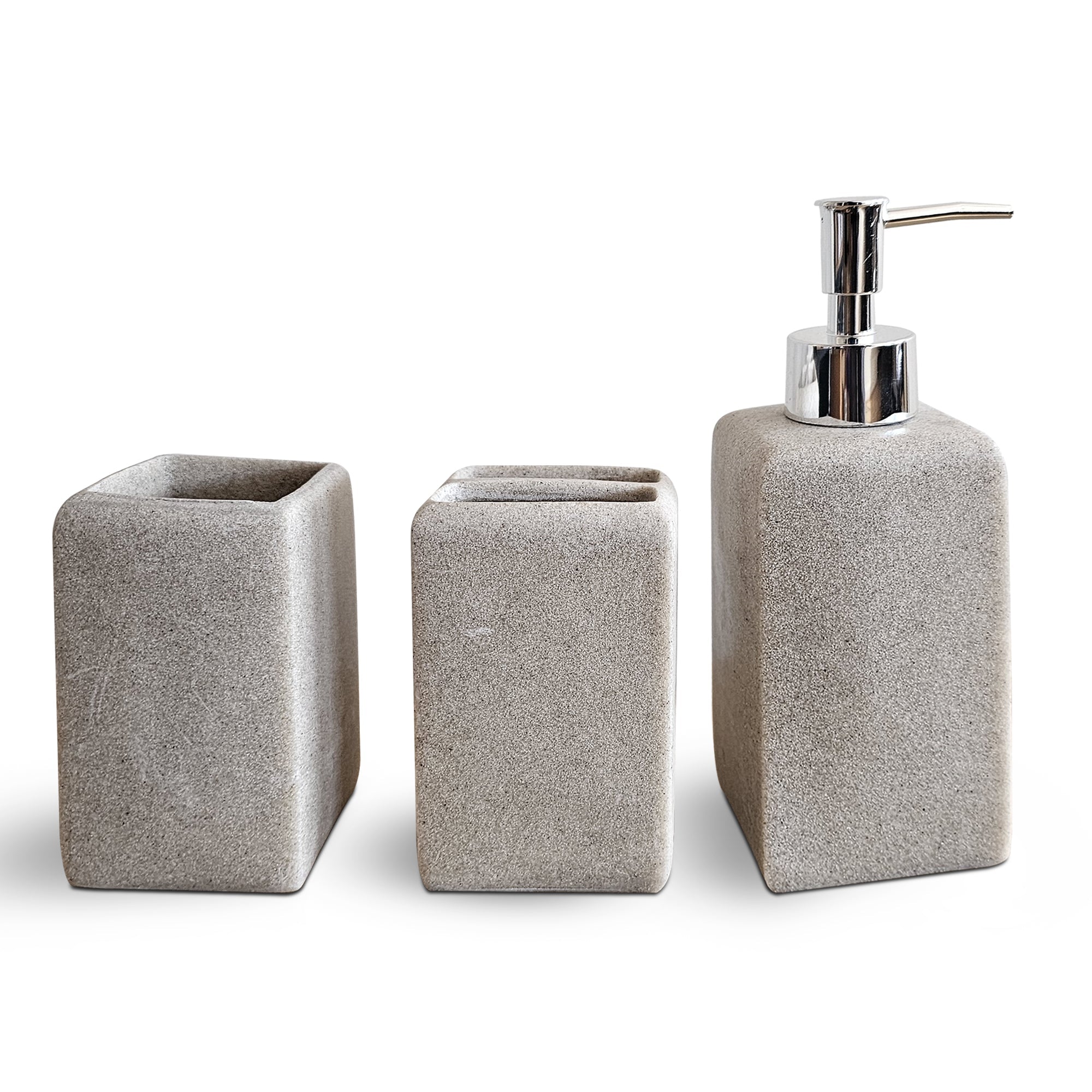 Modern Resin Bathroom Accessory Set: Lotion Dispenser, Toothbrush Holder, Tumbler