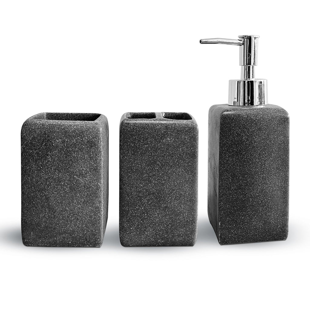 Modern Resin Bathroom Accessory Set: Lotion Dispenser, Toothbrush Holder, Tumbler