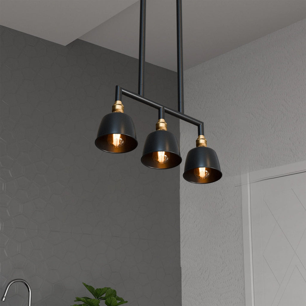 Industrial 3-Way Conduit Pipe Ceiling Pendant Light Fixture with Dome Shades
