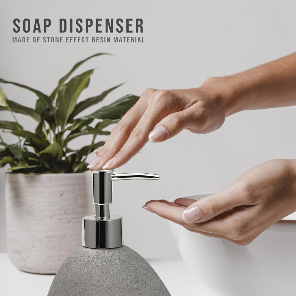 Elegant 3-Piece Stone Effect Resin Bathroom Accessory Set - Modern & Durable