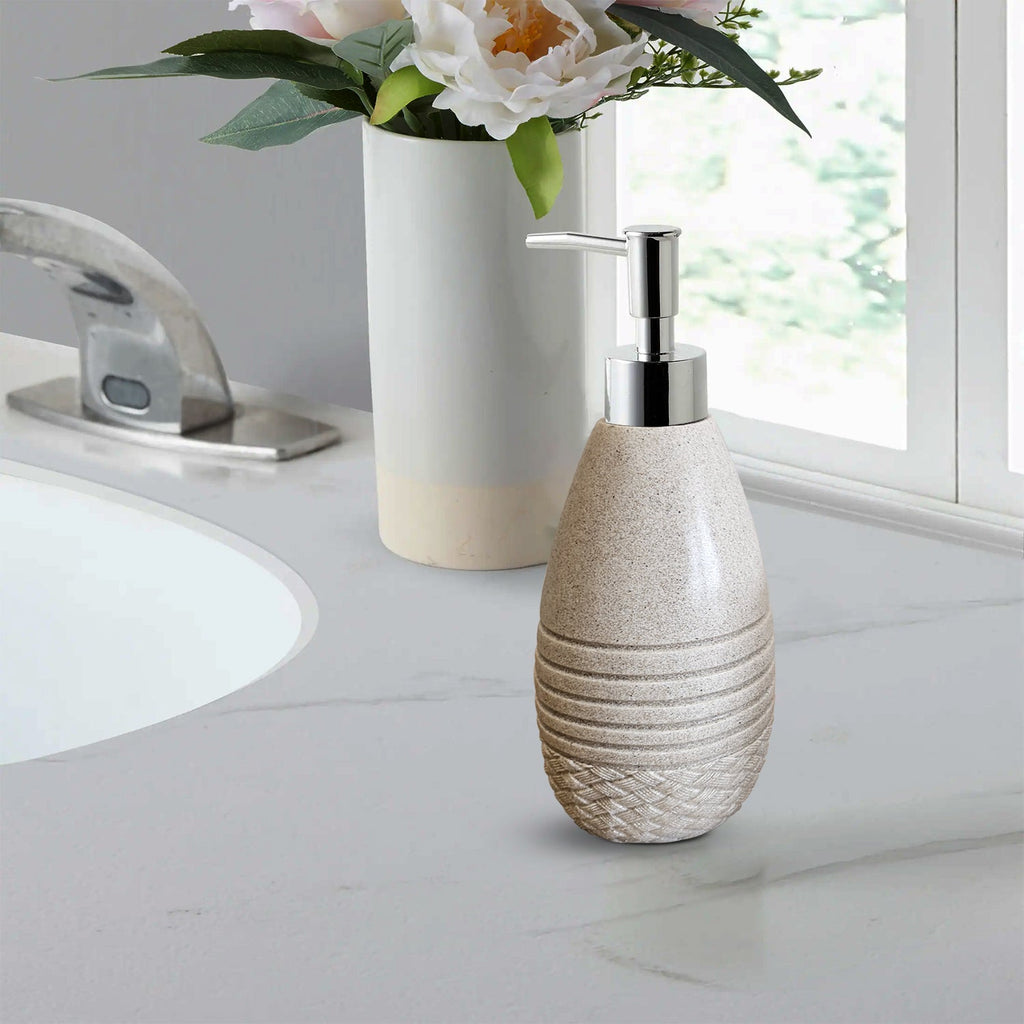 Elegant Stone Effect Resin Bathroom Set: Dispenser, Toothbrush Holder, Tumbler