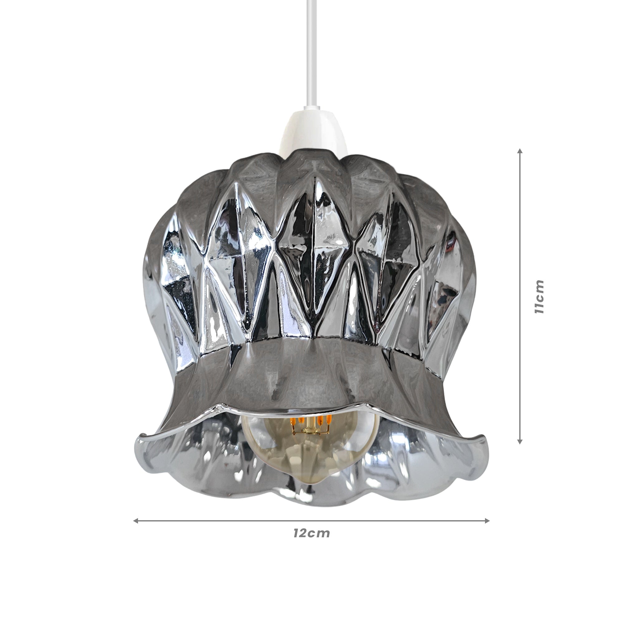 Modern Floral Glass Pendant Light Shade Easy Fit Chrome Finish