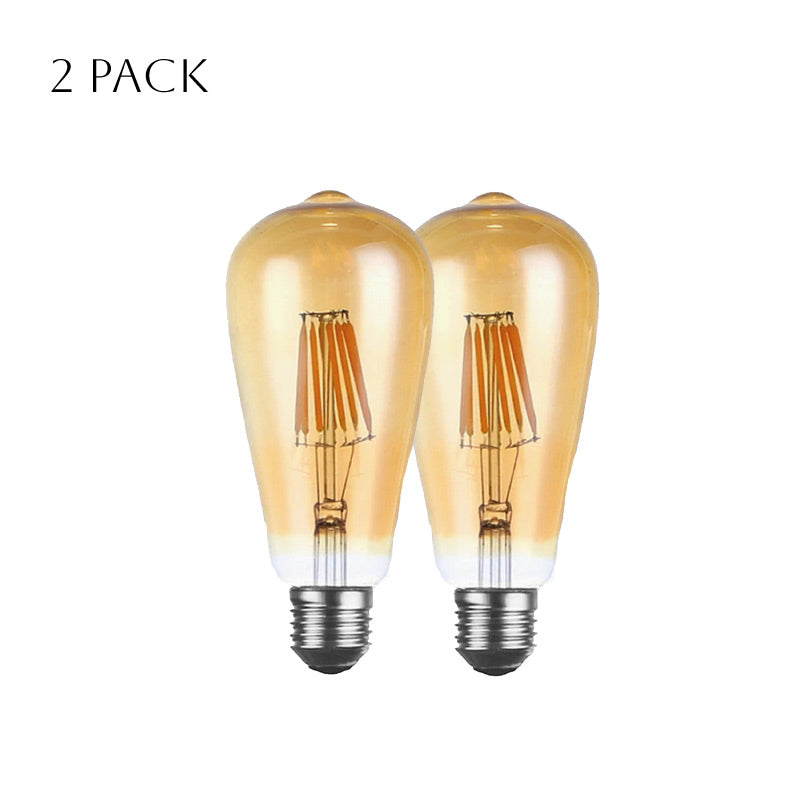 Vintage Dimmable ST64 E27 LED Filament Bulb 6W, Warm White Amber Glass