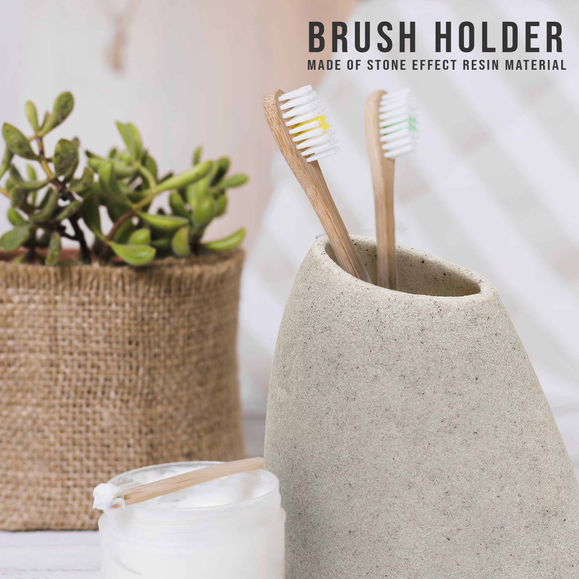 Elegant 3-Piece Stone Effect Resin Bathroom Accessory Set - Modern & Durable