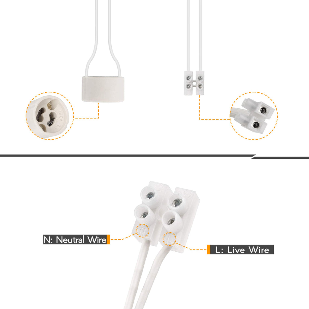 GU10 Lamp Holder Base Socket Connector Downlight Fitting Wire ~ 6049