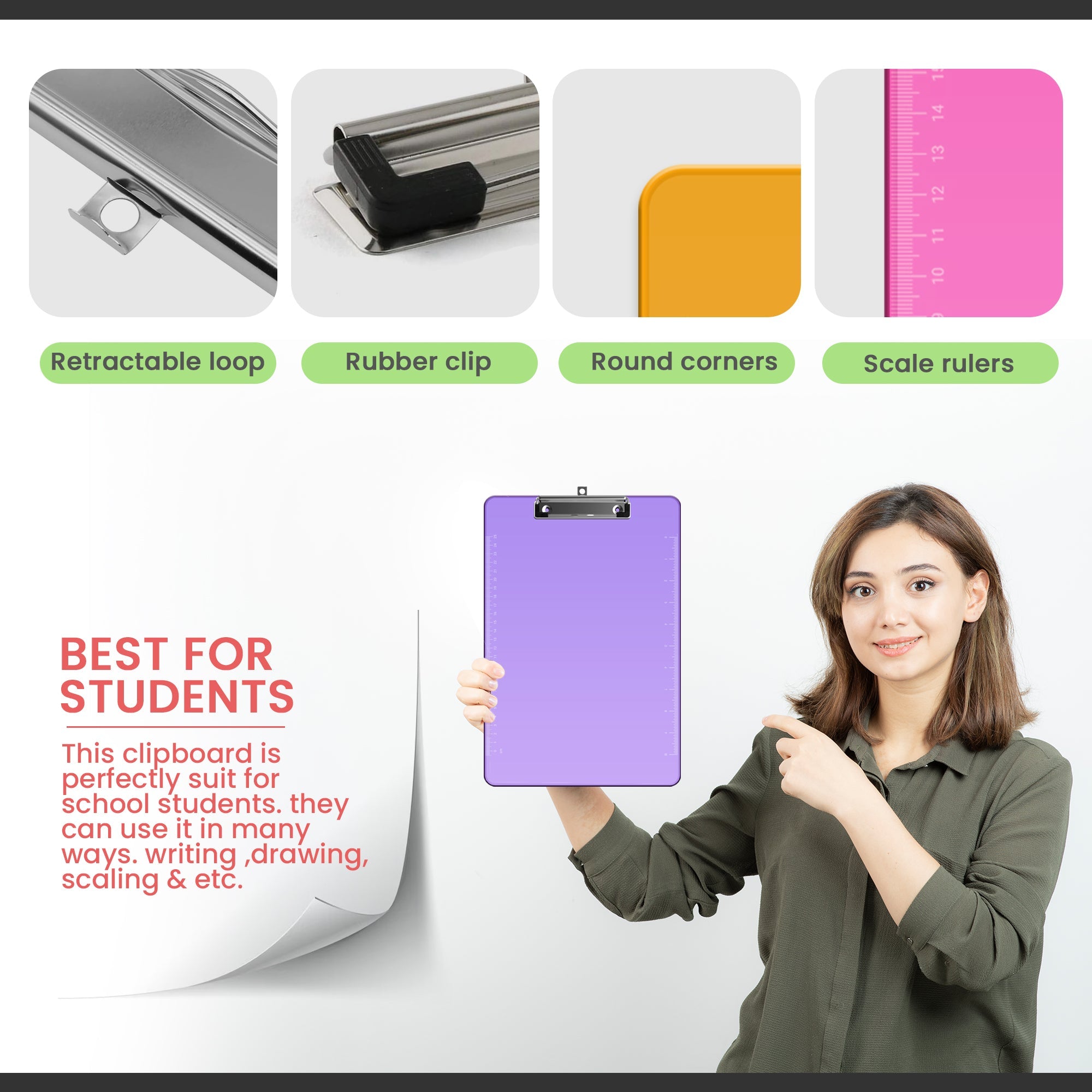 3 Pack Clear Plastic A4 Clipboard for School & Office Use