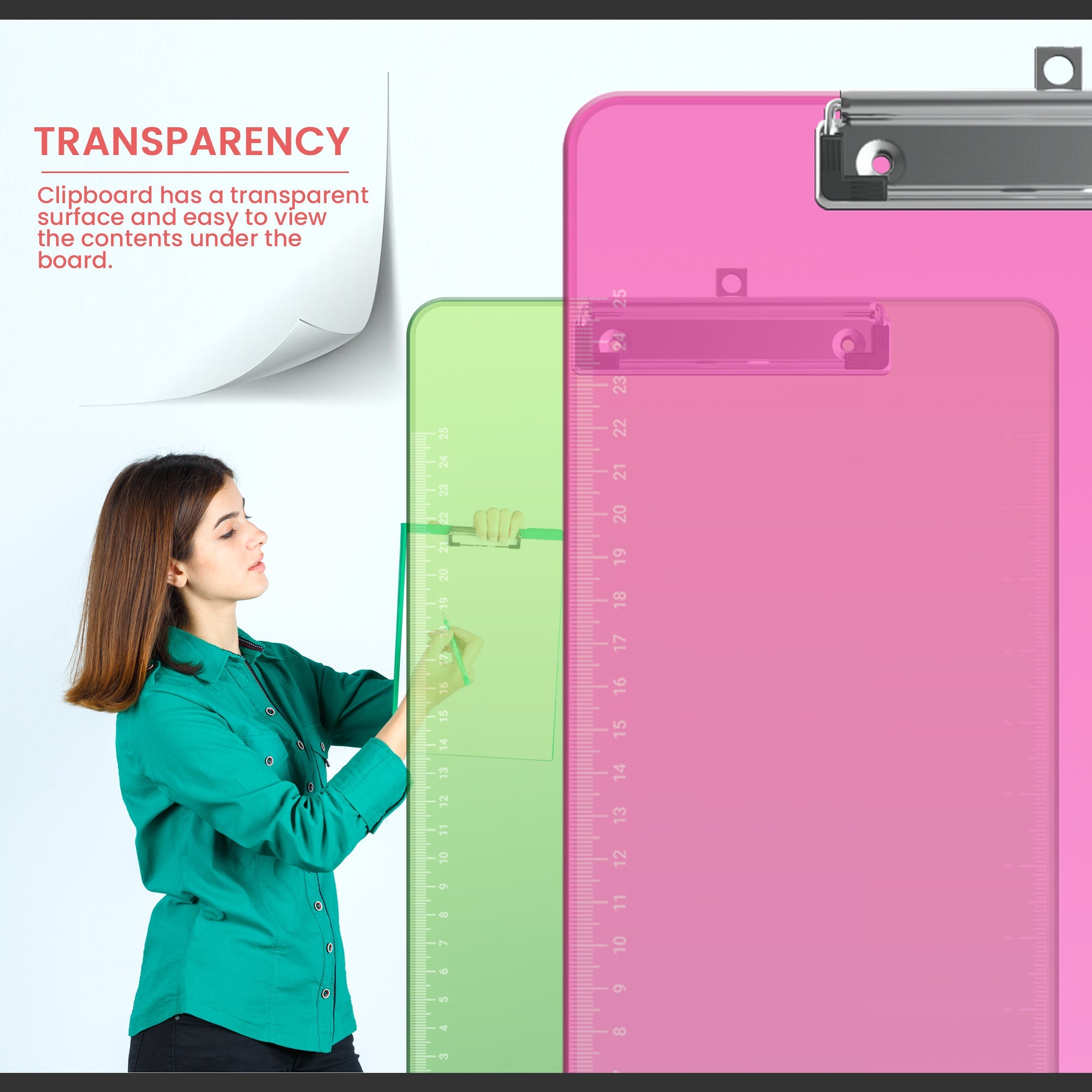 3 Pack Clear Plastic A4 Clipboard for School & Office Use
