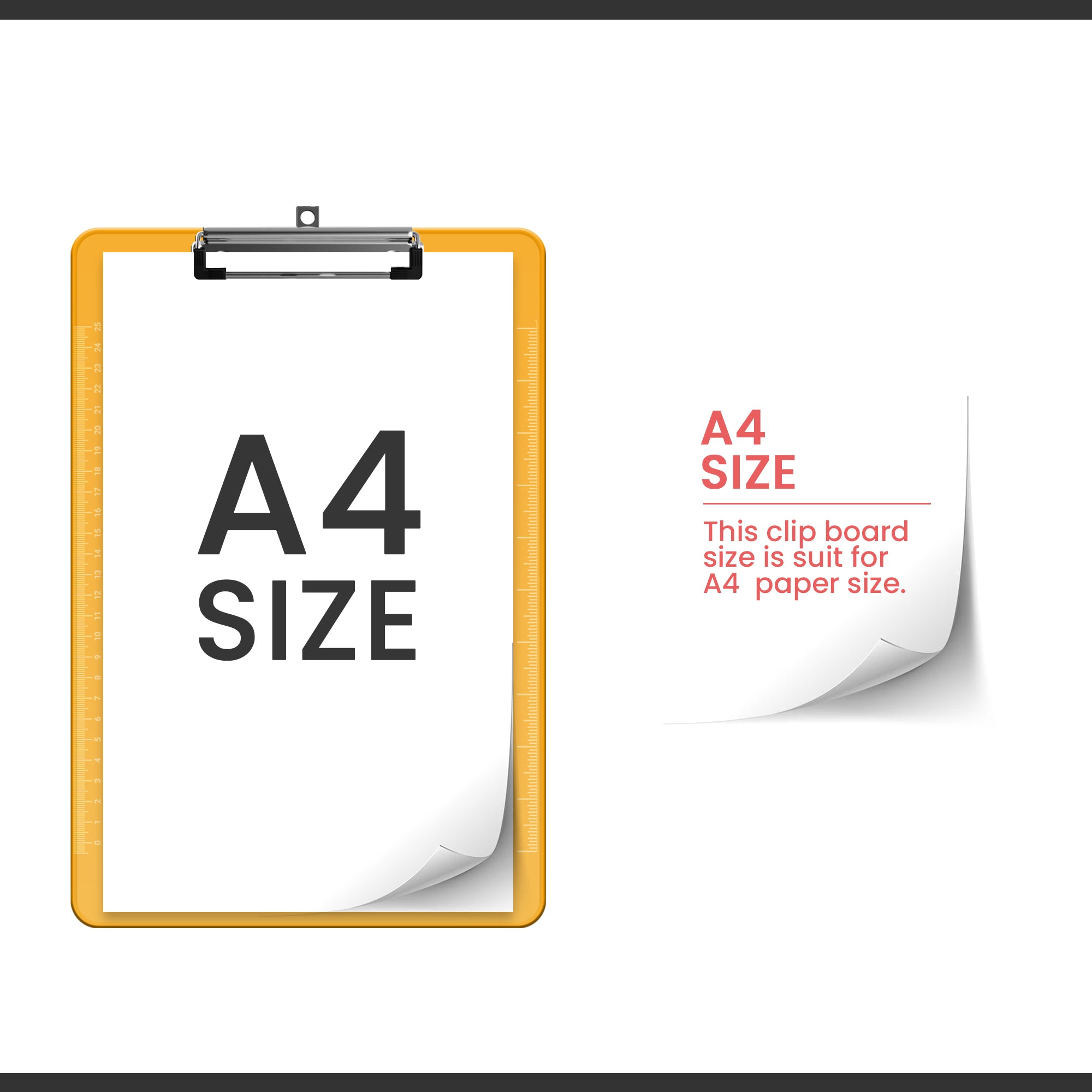 Clear Plastic A4 Writing Clipboards, 3-Pack with Sturdy Metal Clip
