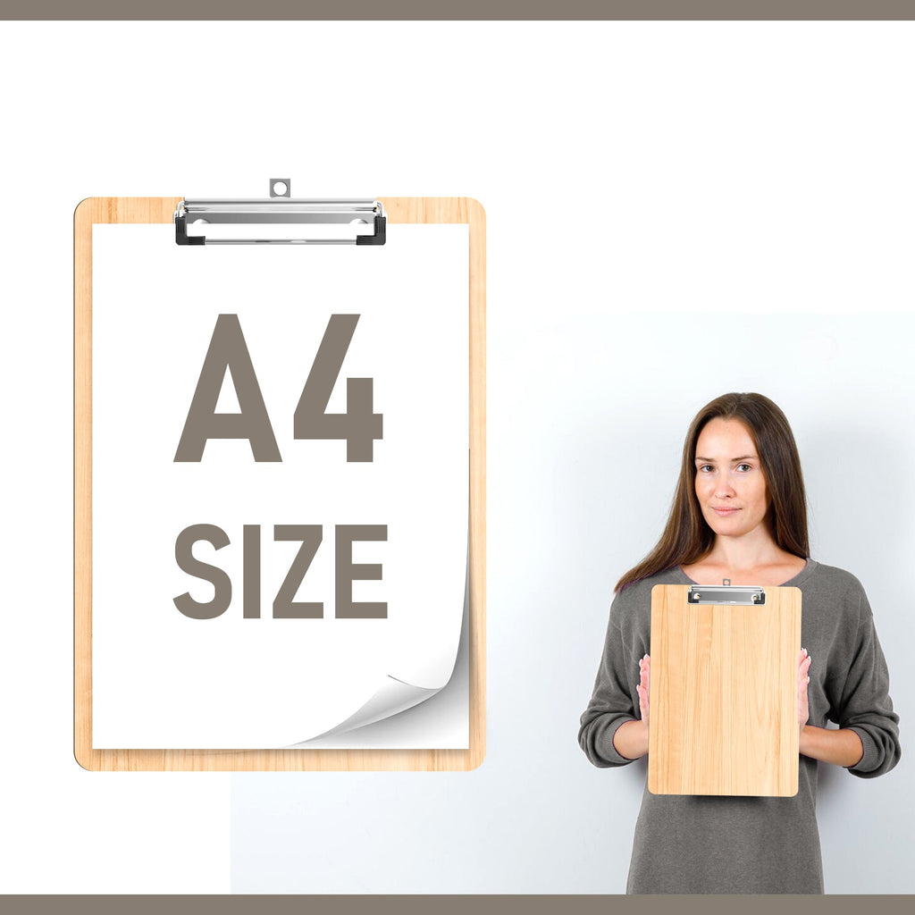 Durable Wooden A4 Clipboard 12-Pack, Sturdy Metal Clip for School Office