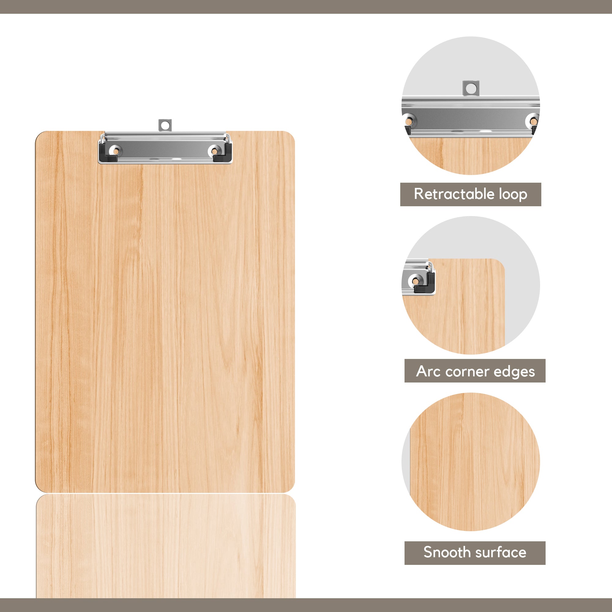 Durable Wooden A4 Clipboard 12-Pack, Sturdy Metal Clip for School Office
