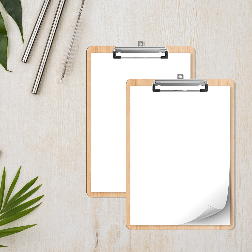 Durable A4 Wooden Clipboard with Strong Metal Clip for School Office Work