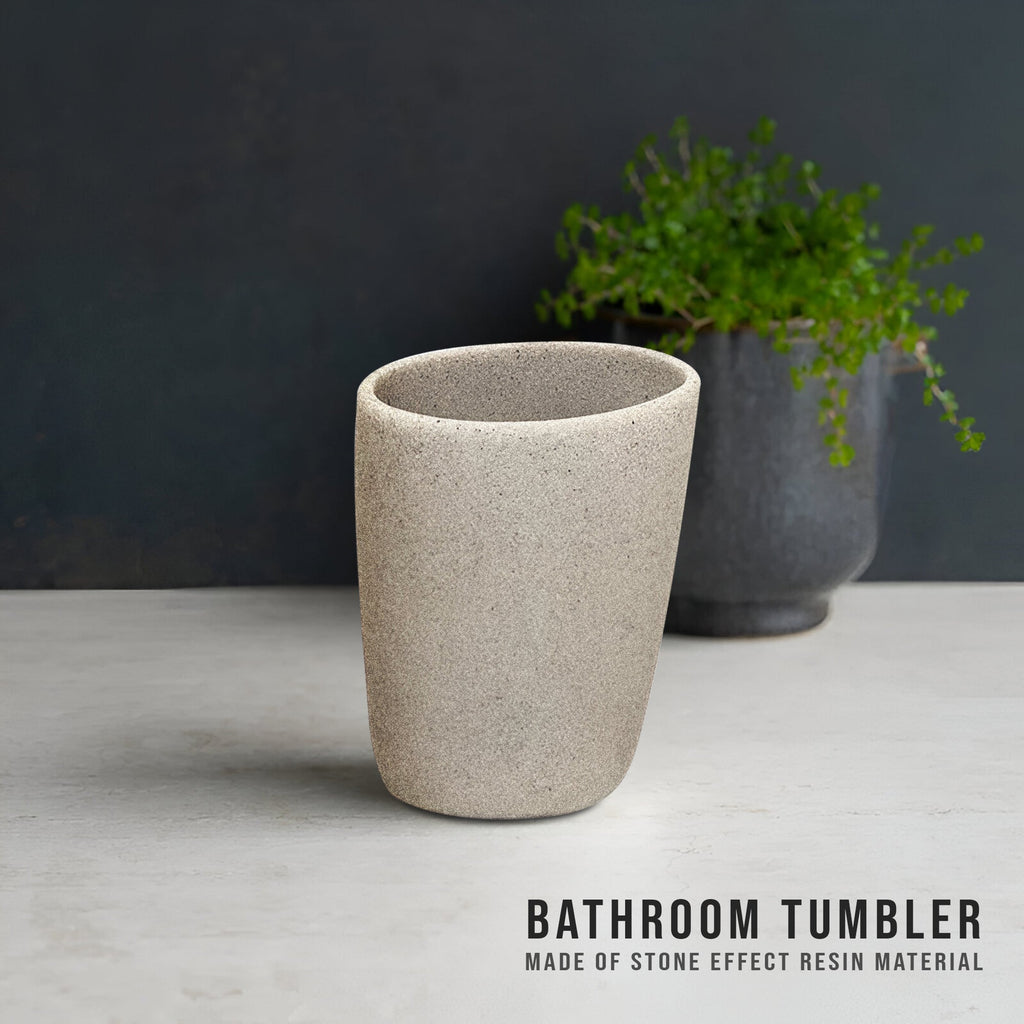 Elegant 3-Piece Stone Effect Resin Bathroom Accessory Set - Modern & Durable