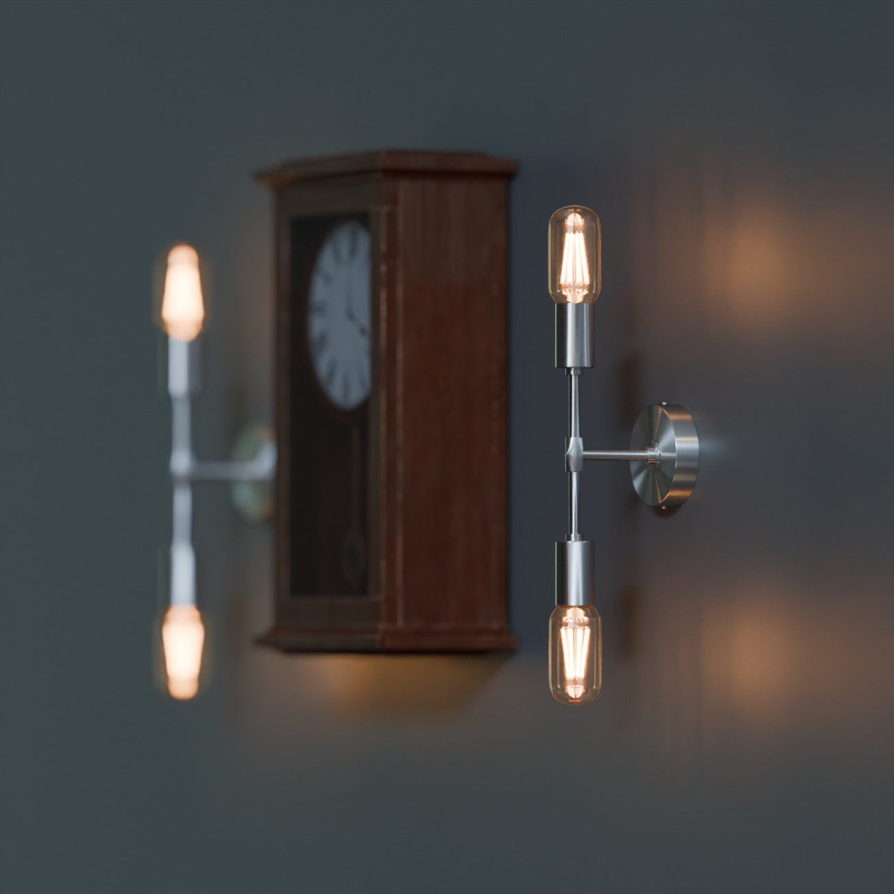 Modern Industrial Dual Bulb E27 Wall/Ceiling Light Fixture, Metal Finish