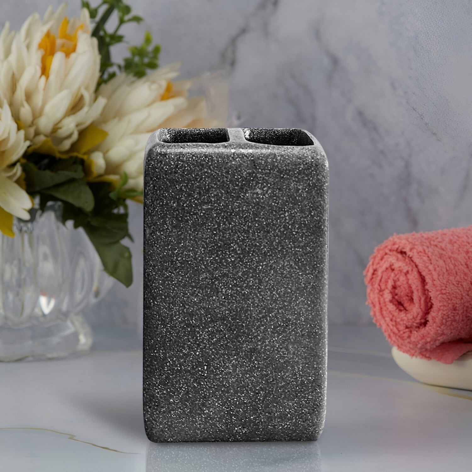 Modern Resin Bathroom Accessory Set: Lotion Dispenser, Toothbrush Holder, Tumbler