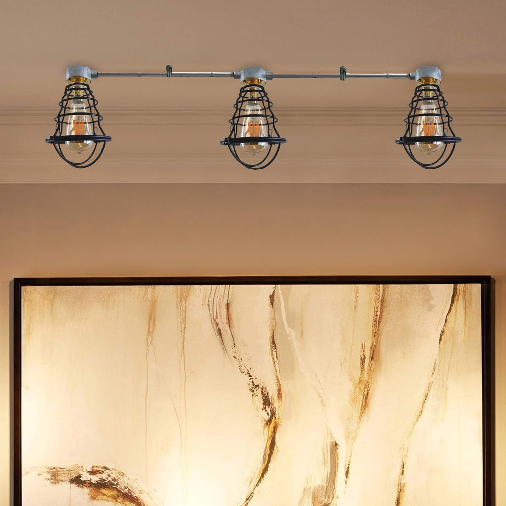 Industrial Retro Short Conduit Pipe Ceiling Light B22 Metal Base Fixture