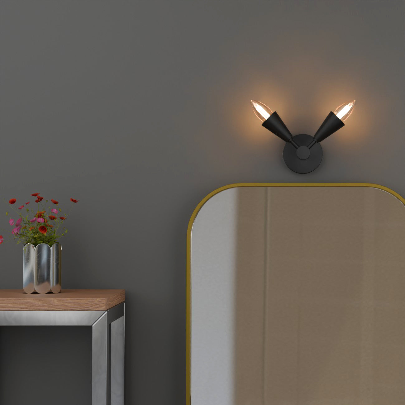 Modern LED Cone Wall Sconce Light Fixture with Adjustable E14 Lamp for Decor