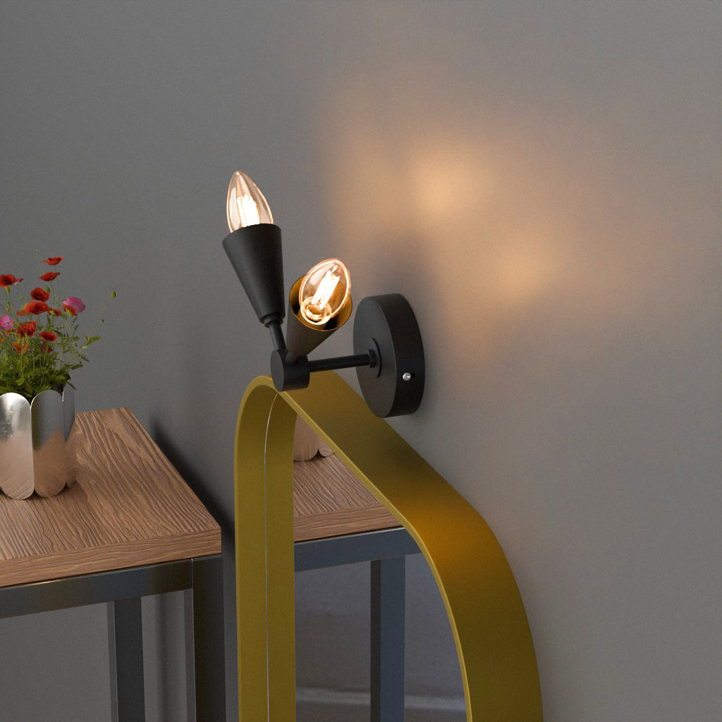 Modern LED Cone Wall Sconce Light Fixture with Adjustable E14 Lamp for Decor