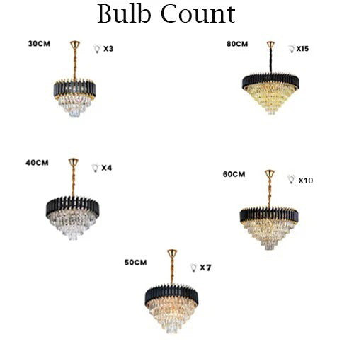 Modern Black Gold Crystal Chandelier & Matching Wall Sconce Light Set