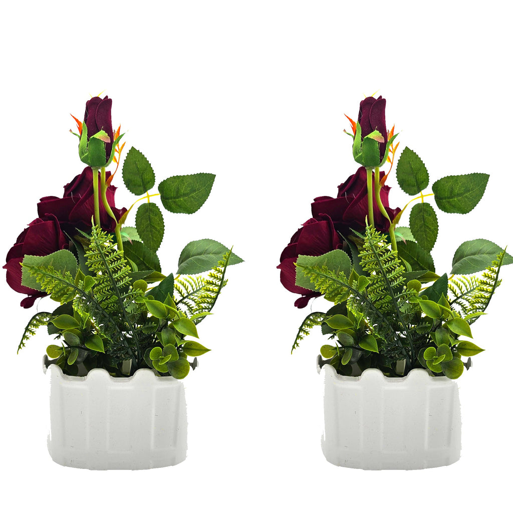 Lifelike Artificial Rose Flower Potted Arrangement for Home & Wedding Decor