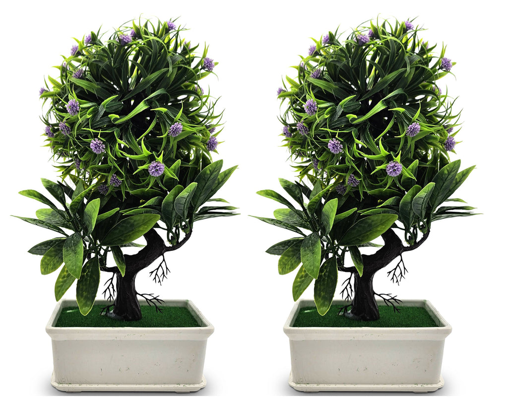 Lifelike Artificial Bonsai Small Tree with Fake Flowers, Easy Care Home Decor Accent