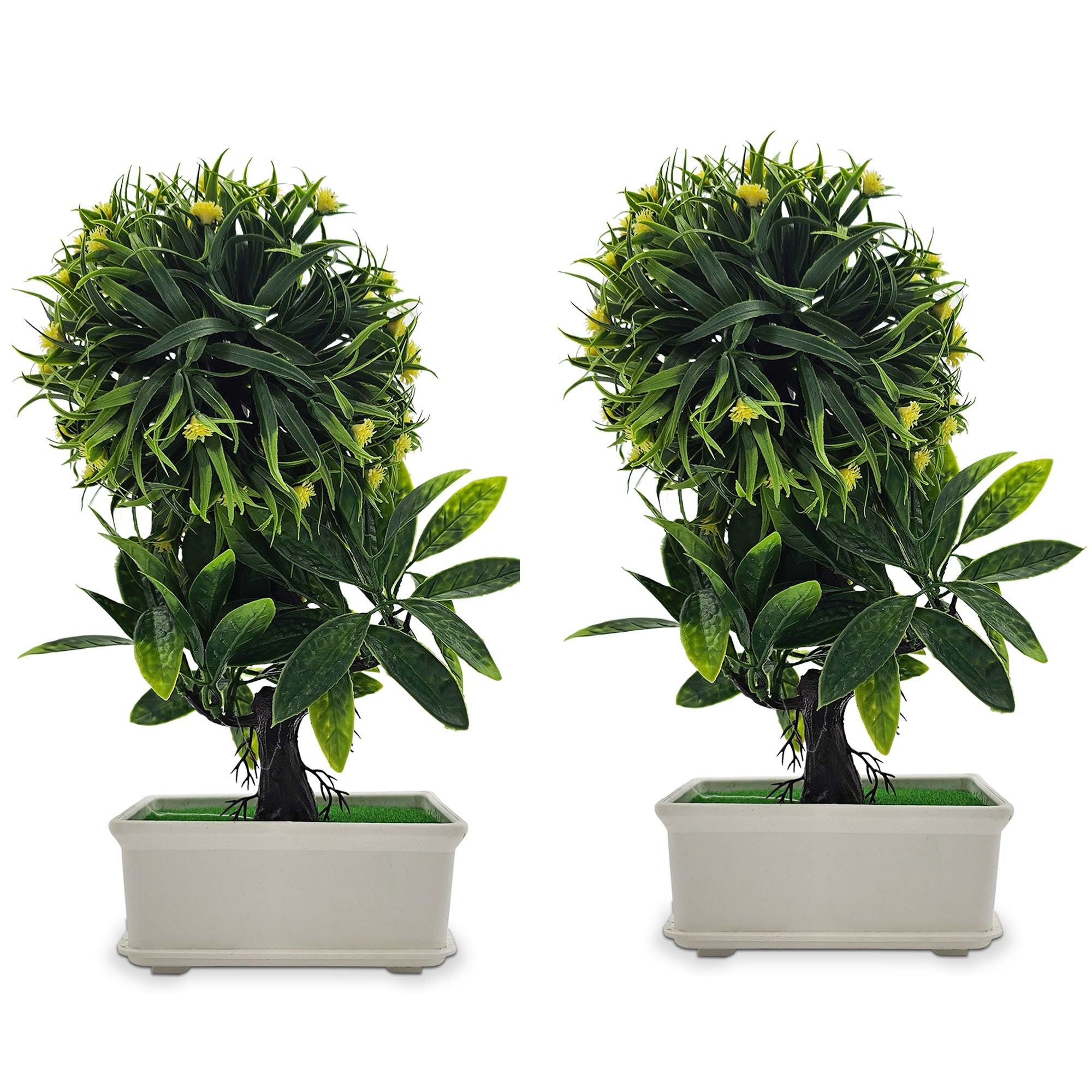 Lifelike Artificial Bonsai Small Tree with Fake Flowers, Easy Care Home Decor Accent