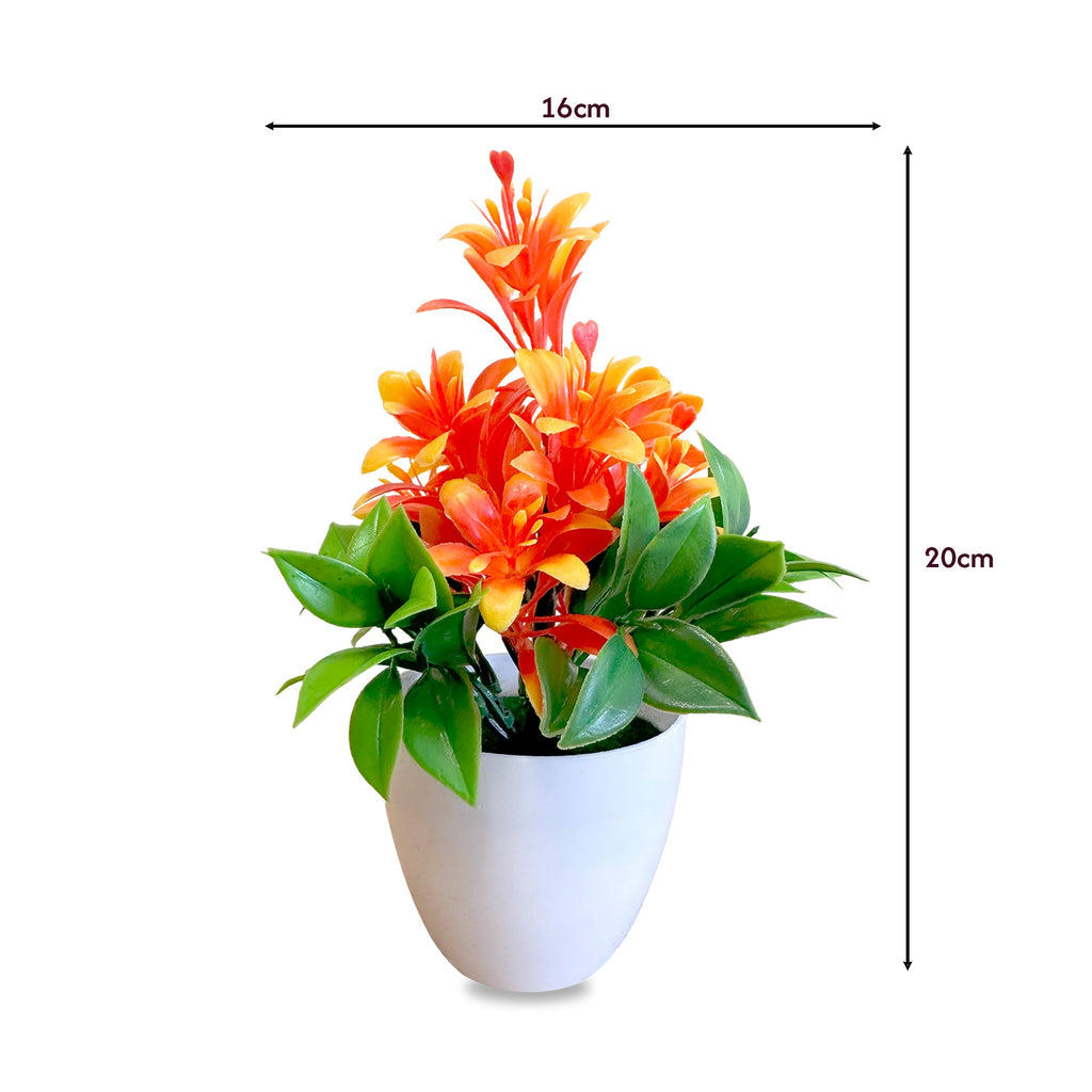 Vibrant Artificial Flowers Small Plastic Pot Indoor Fake Plants Home Decor