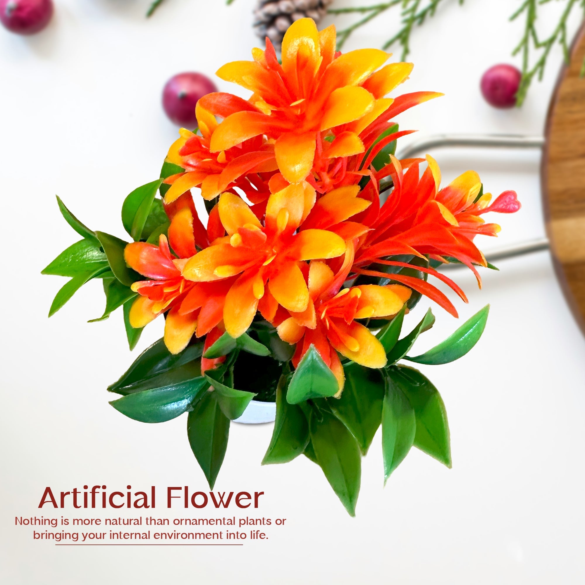 Vibrant Artificial Flowers Small Plastic Pot Indoor Fake Plants Home Decor