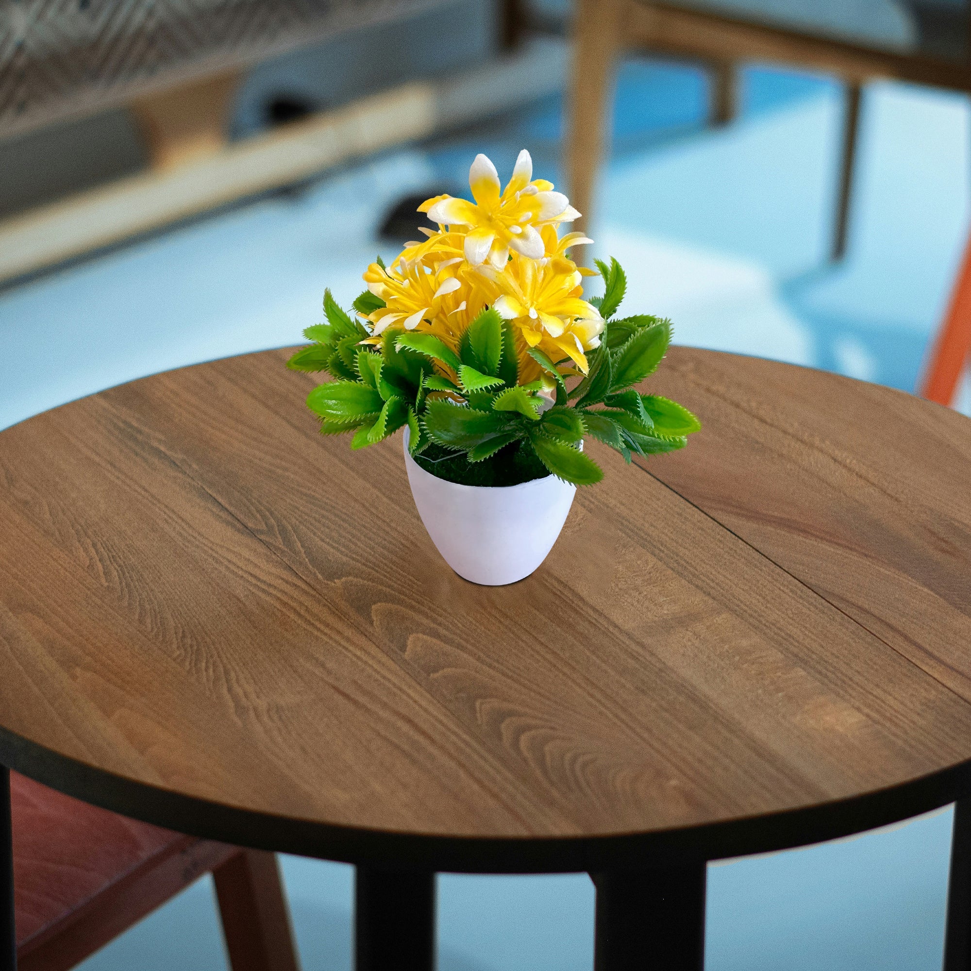 Vibrant Artificial Flowers Small Plastic Pot Indoor Fake Plants Home Decor
