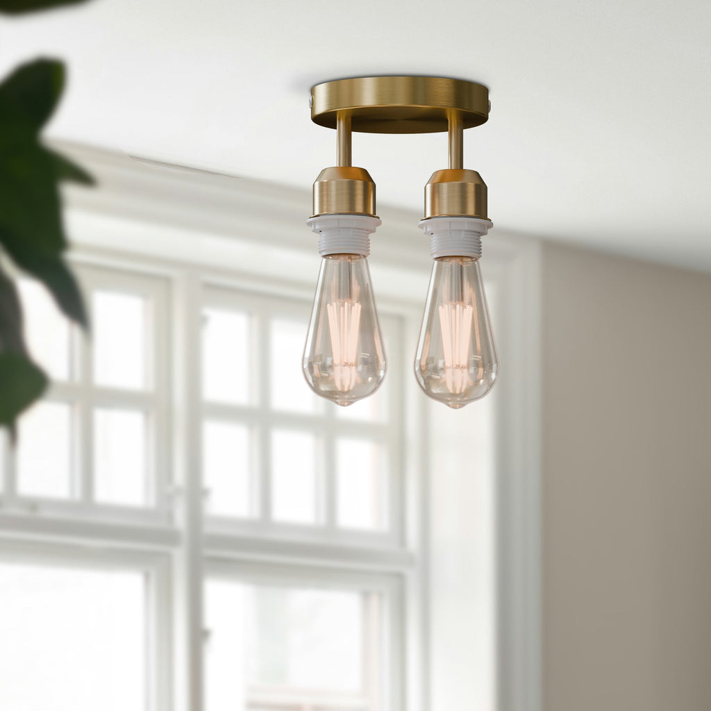 Modern Industrial 2 Way E27 Metal Ceiling Light Fitting