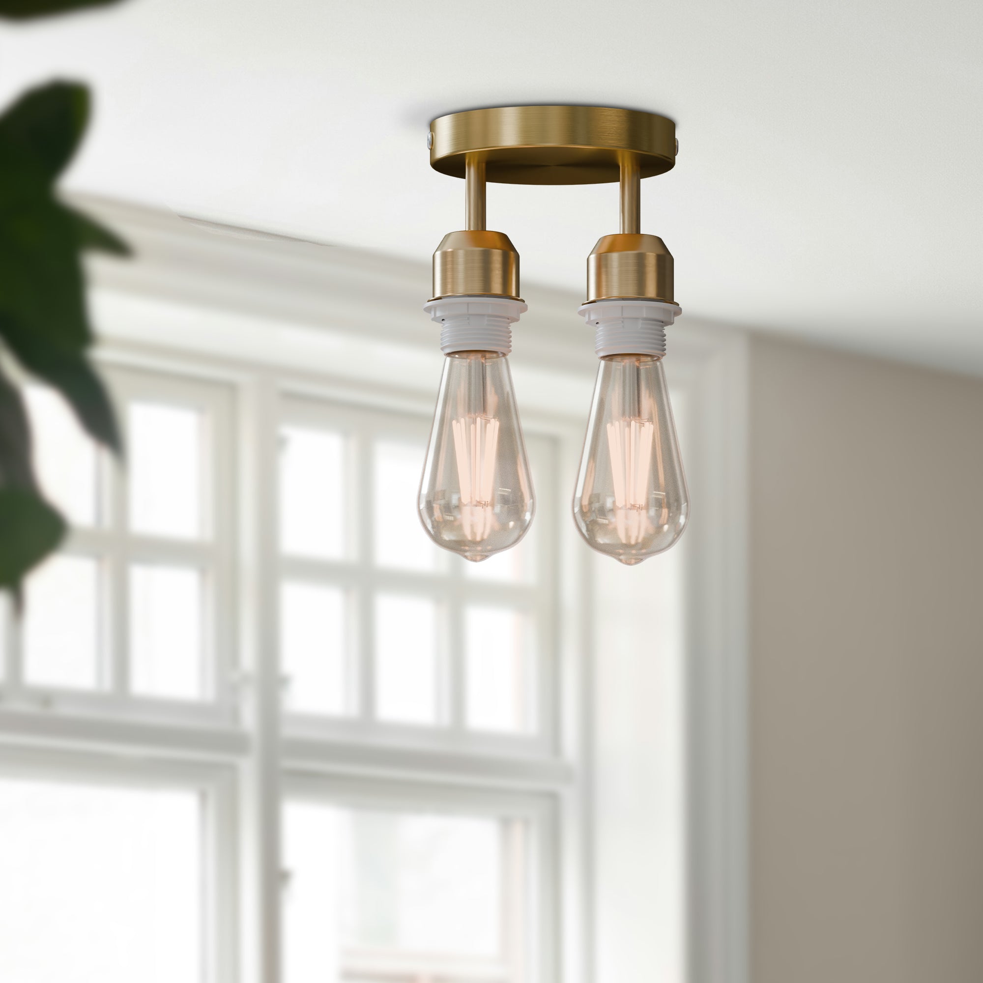 Modern Industrial 2 Way E27 Metal Ceiling Light Fitting
