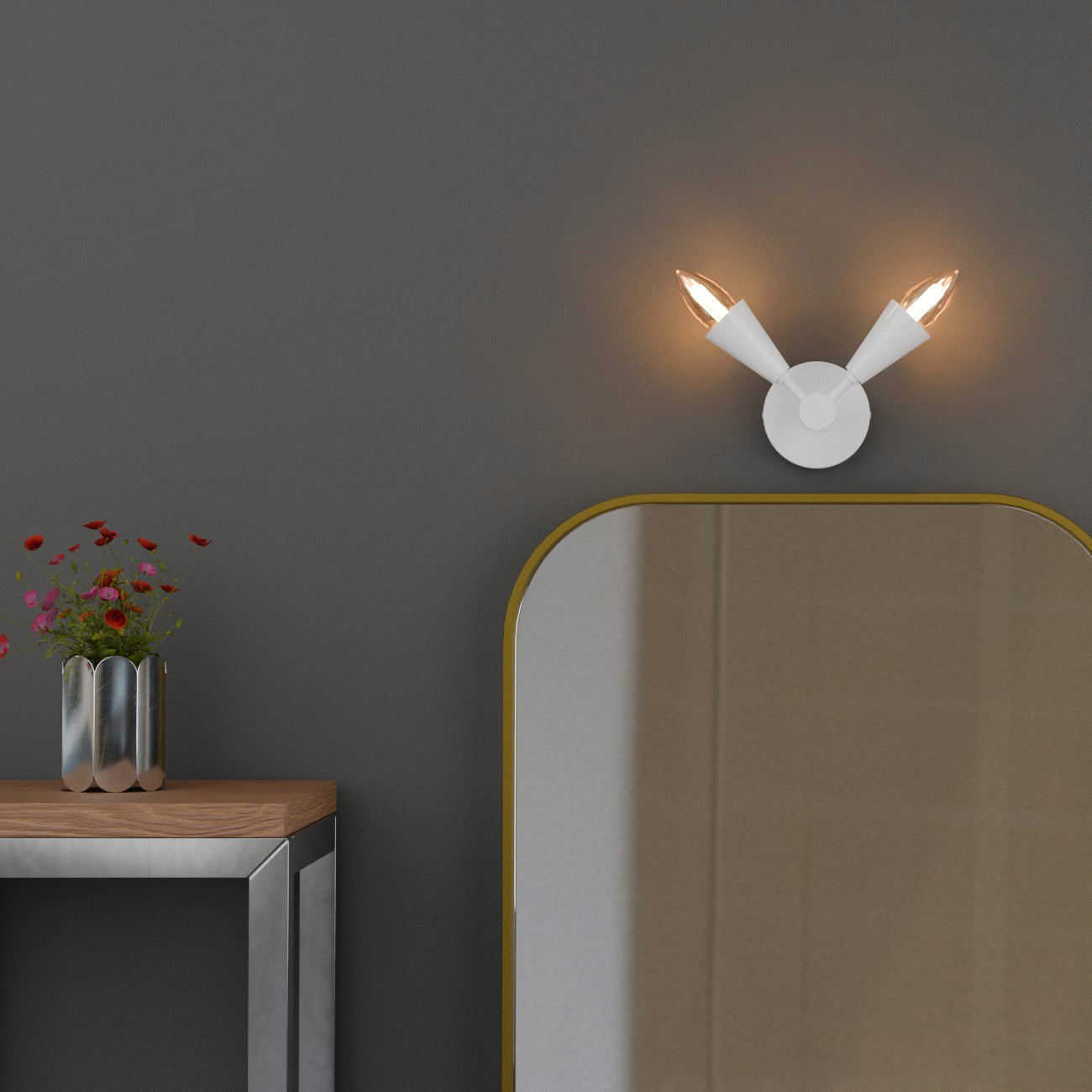 Modern LED Cone Wall Sconce Light Fixture with Adjustable E14 Lamp for Decor