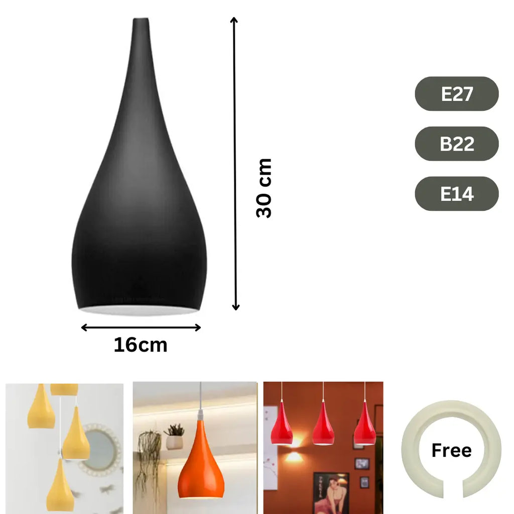 Stylish Tear Drop Metal Ceiling Light Shade, Easy Fit, Vibrant Colors