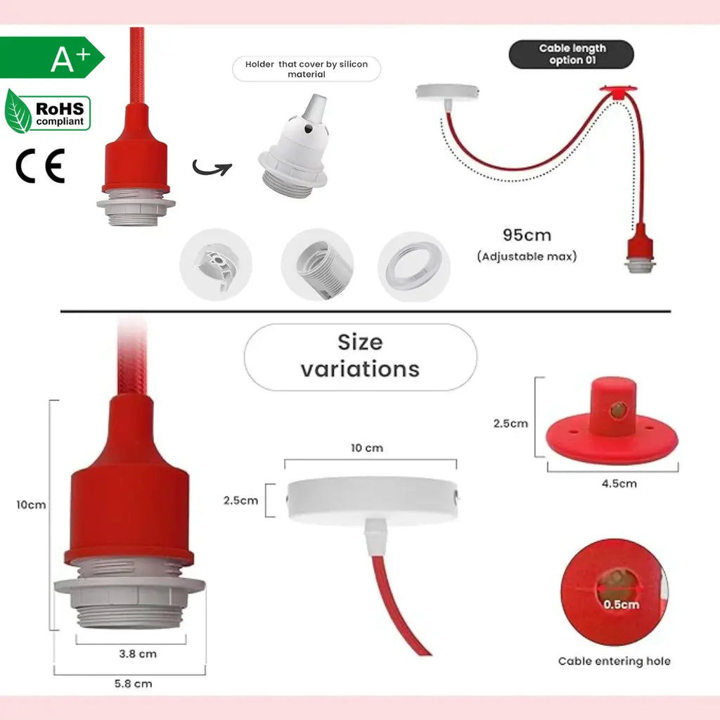 Adjustable Modern Industrial Single Head Ceiling Pendant Lamp Swag Light Kit