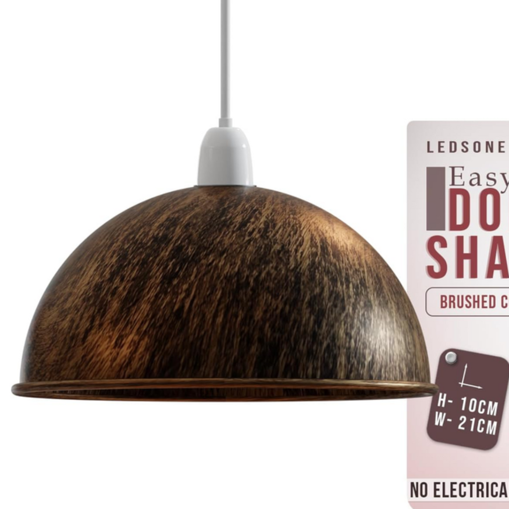 21cm Industrial Metal Dome Easy Fit Light Shade with Reducer Plate