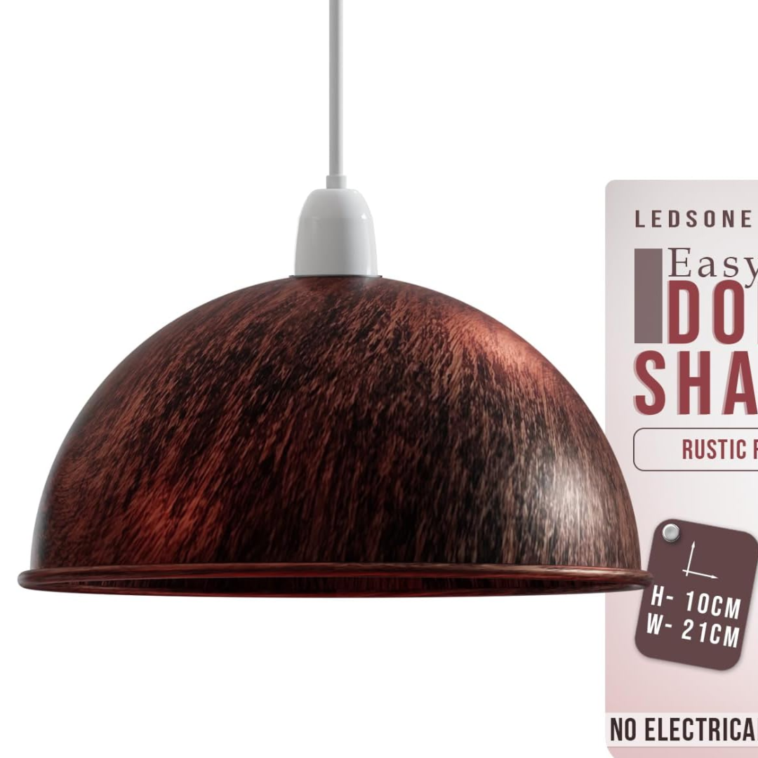 21cm Industrial Metal Dome Easy Fit Light Shade with Reducer Plate