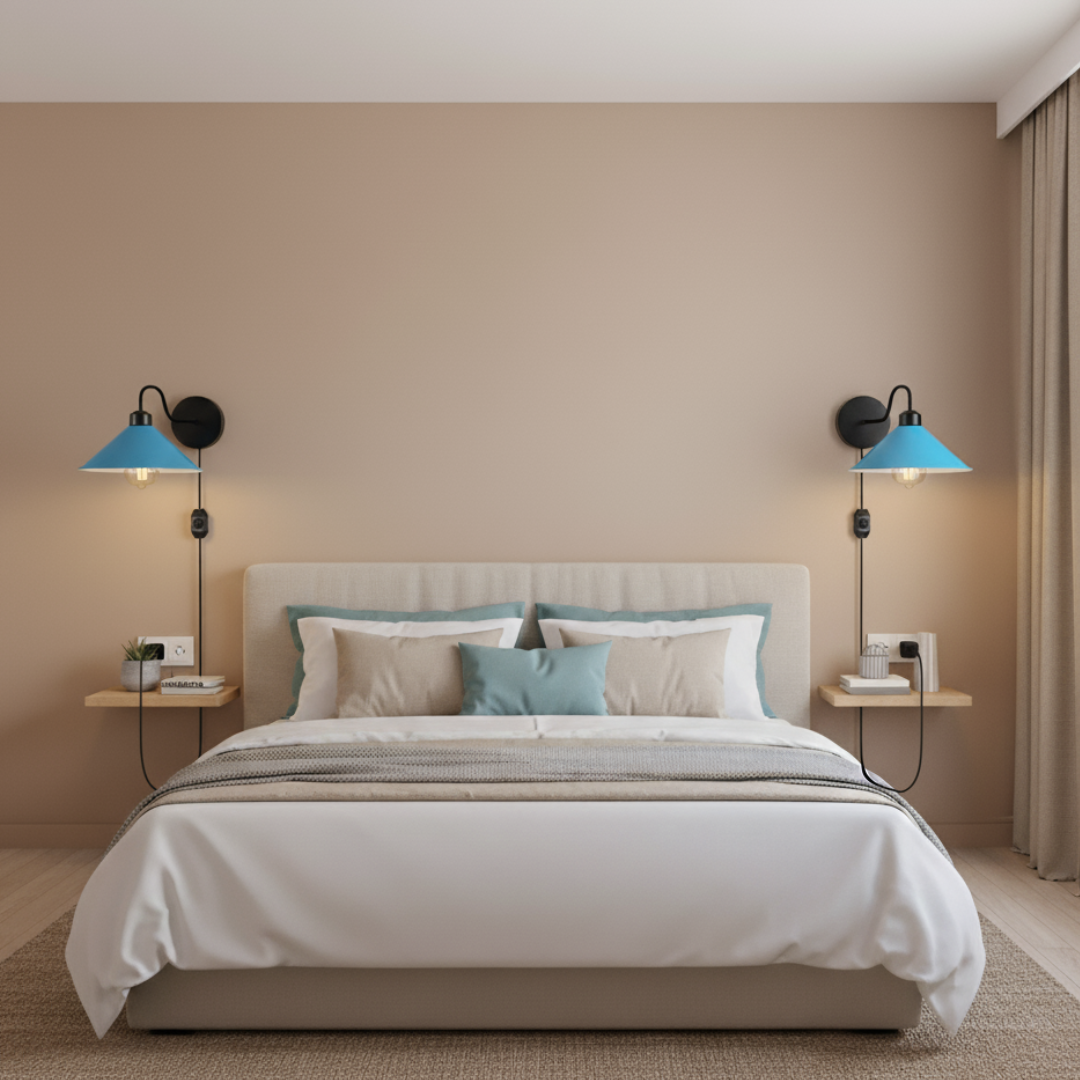 E27 Plug-in Dimmable Wall Light with Fabric Cord, Industrial Metal Design