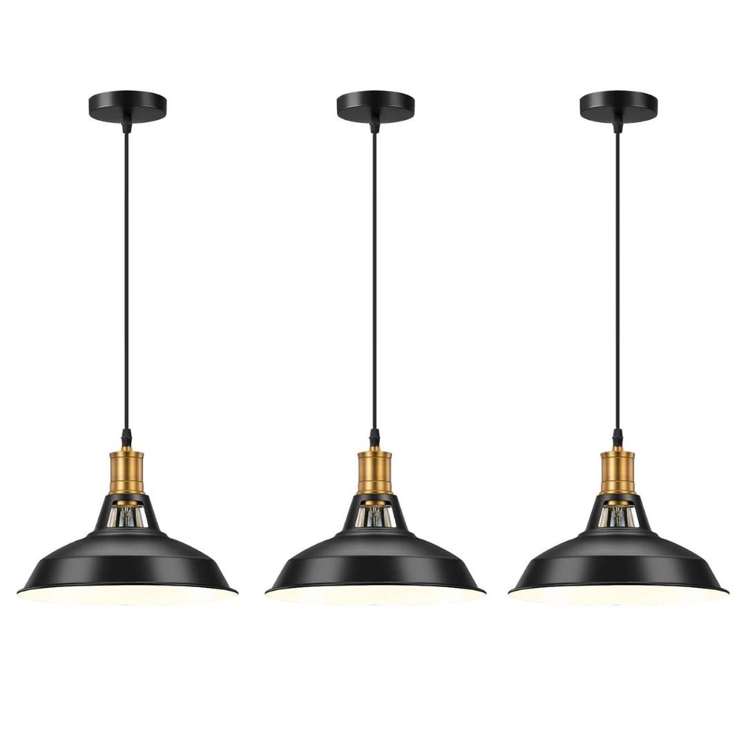 3-Pack Vintage Industrial Metal Dome Pendant Ceiling Lights Adjustable Cable